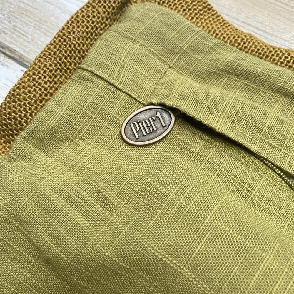 Pier 1 Throw Pillow Cover Sham Cotton‎ Bohemian Green Cream Colorful 19.5